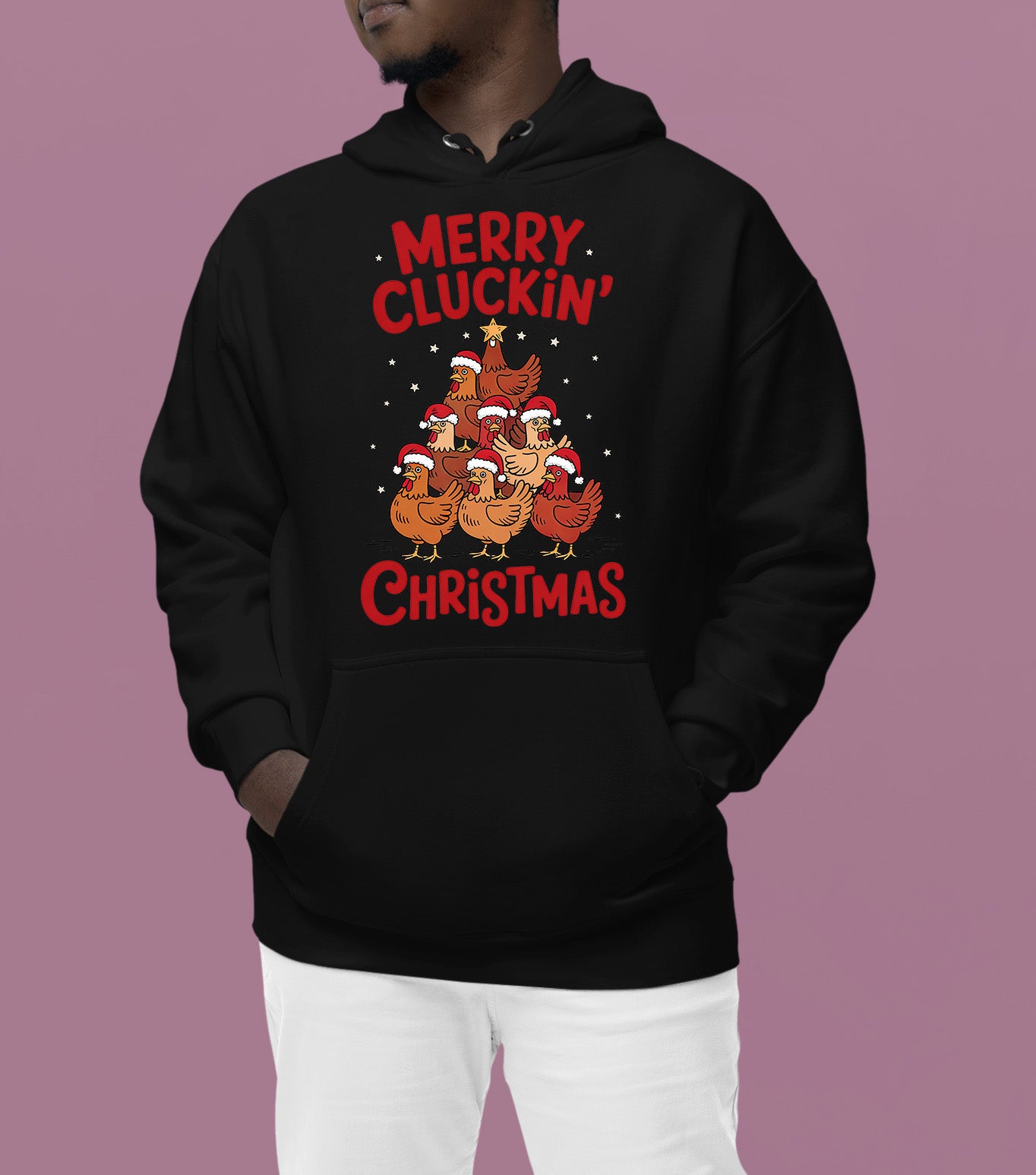 Merry Cluckin Christmas - Funny Chicken Holiday Gift for Bird Lovers - Festive Seasonal Humor & Cute Poultry Theme Hoodie
