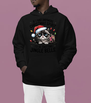 Christmas Spirit Cat Jingle Bells Gift for Cat Lovers, Festive Holiday Cheer Hoodie