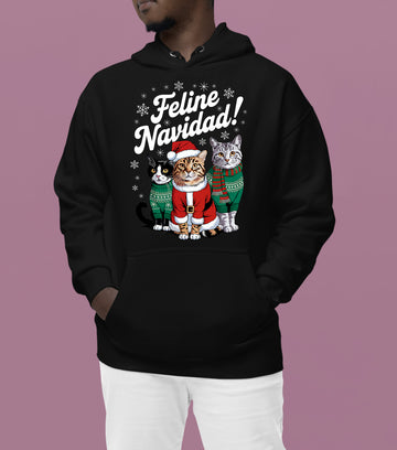 Cat Snowflakes Christmas Theme - Festive Holiday Cat Artwork for Season Hoodie