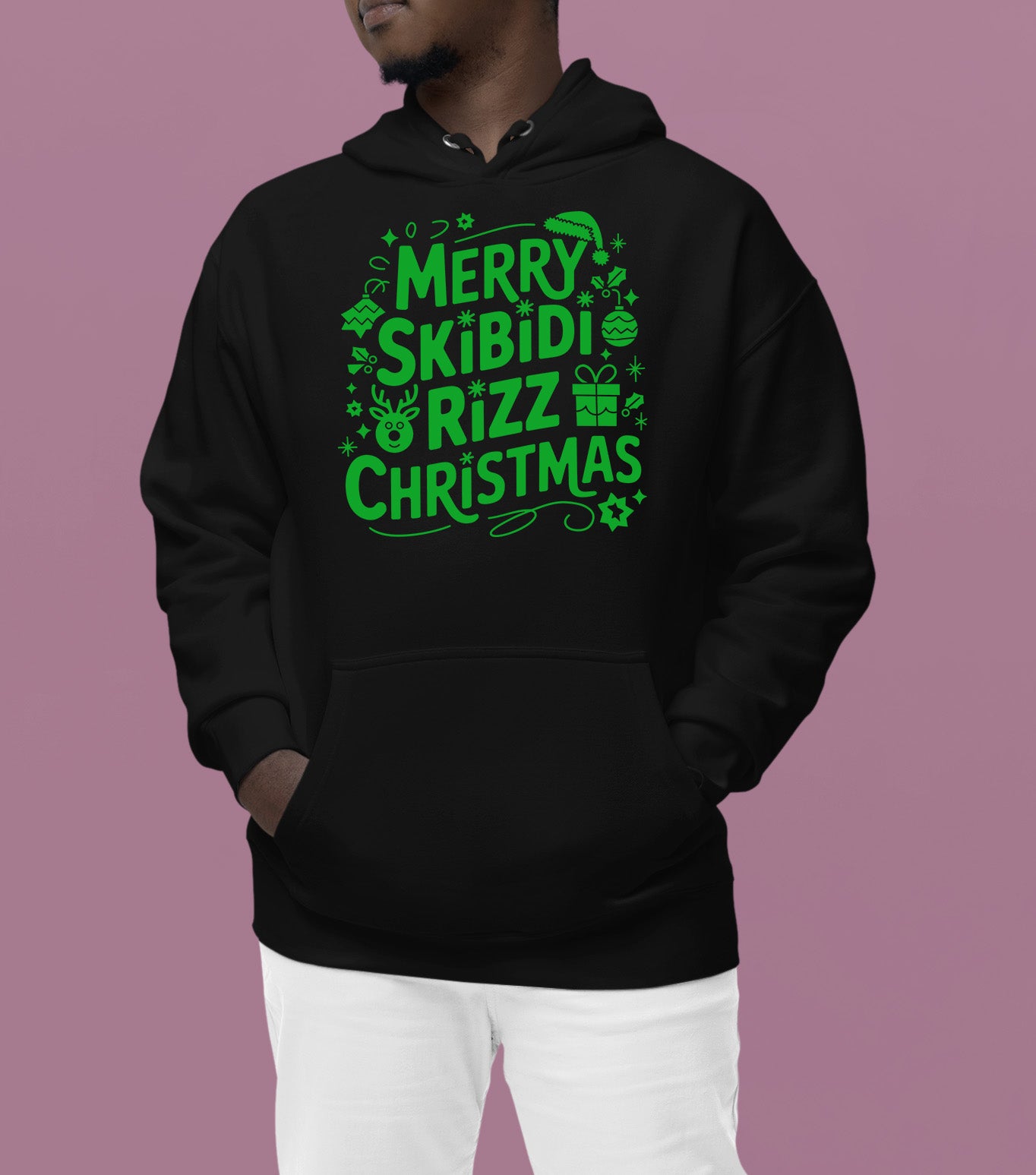 Merry Skibidi Rizz Christmas, festive holiday vibes for gifts and celebrations, cozy winter cheer Hoodie