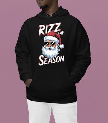 Rizz the Seasonn Santa Sunglasses – Christmas Santa Glasses, Funny Holiday Fashion Accessory, Festive Seasonal Gift Idea, Cozy Cheer Hoodie