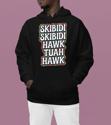 Christmas Skibidi Skibidi Hawk Tuah Hawk Art - Festive Holiday Scene for Gifts, Unique Cheer, Seasonal Pixel Masterpiece Hoodie