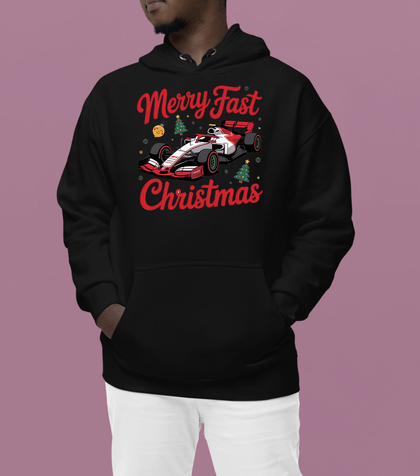Merry Fast Christmas - Festive Holiday Theme for Winter Wear, Cozy Red & Green Vibes, Seasonal Gift Idea Hoodie