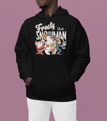 Frosty Snowman Christmas Theme Artwork, Cozy Winter Holiday Gift Idea, Seasonal Frosty Illustration Hoodie