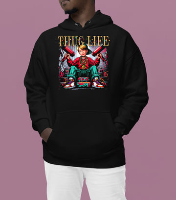 Christmas Thug Life Alone - Funny Holiday Quote Meme Humor - Festive Gift Idea for Him Hoodie