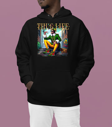 Thug Life Elf Christmas – Funny Holiday Elf Meme, Santa Humor, Naughty Nice Edition, Gifty Laughs for Holidays Hoodie