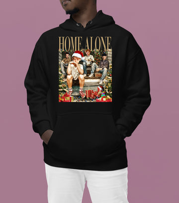 Home Alone on the Porch Christmas Scene - Cozy Holiday Porch Display Gift Idea Hoodie