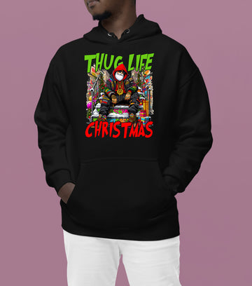 Thug Santa Christmas Theme | Bold Santa Claus Attitude Xmas Holiday Concept Hoodie