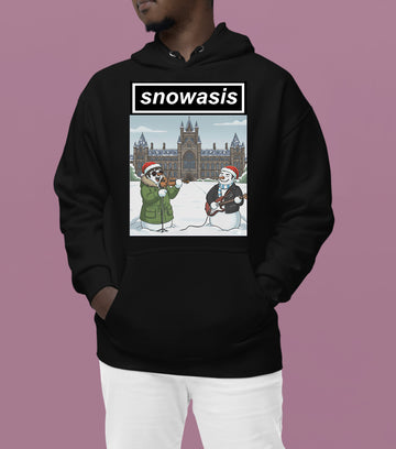 Snowasis in Front of Glasgow Kelvingrove – Christmas Scene, Festive Glasgow Landmark, Snowy Cityscape Gift Idea, Scottish Holiday Art Hoodie
