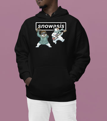 Christmas Snowasis rocking on a snowy hillside, cozy festive scene for holidays, Snowasis rocking on Hoodie