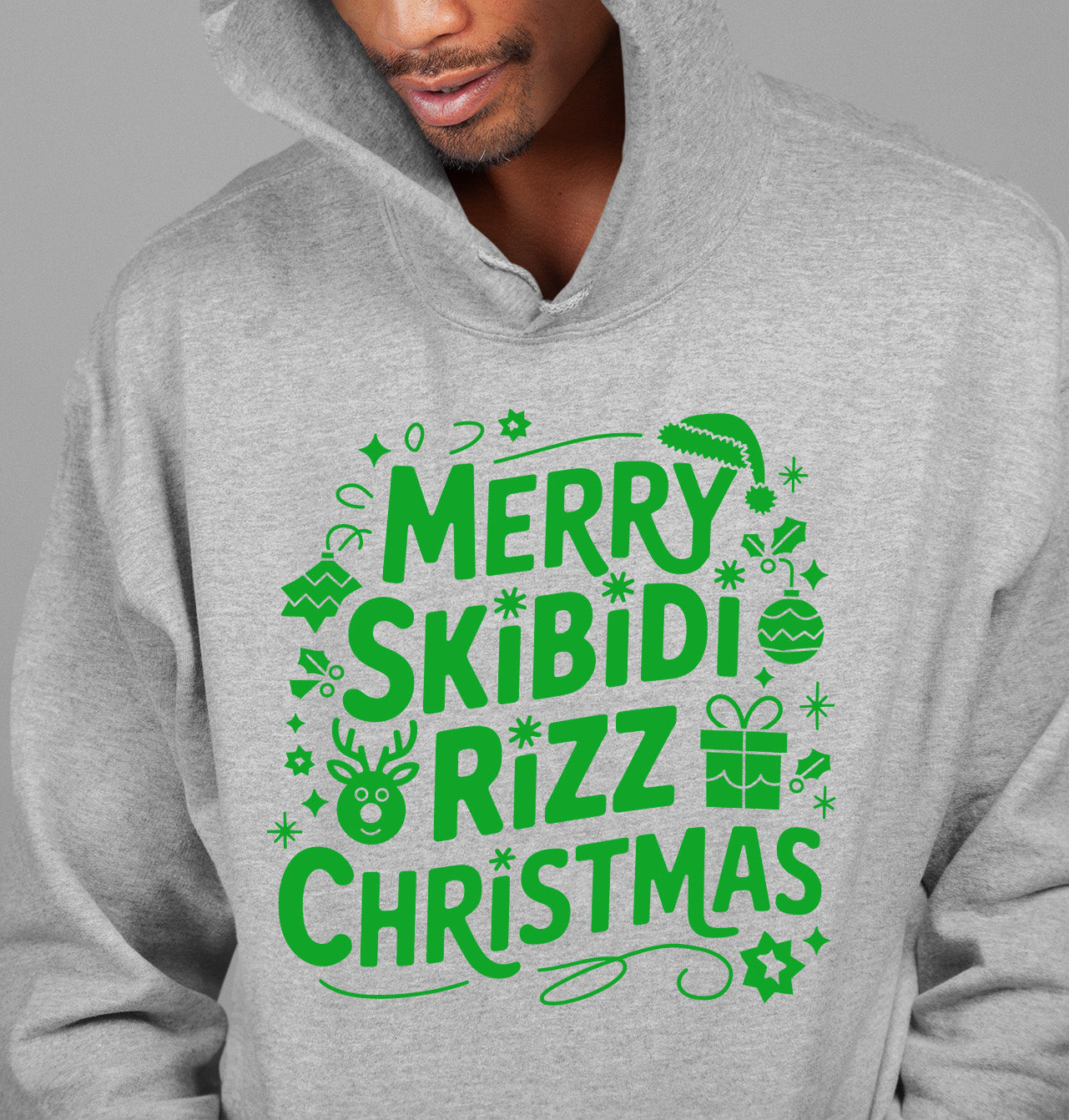 Merry Skibidi Rizz Christmas, festive holiday vibes for gifts and celebrations, cozy winter cheer Hoodie