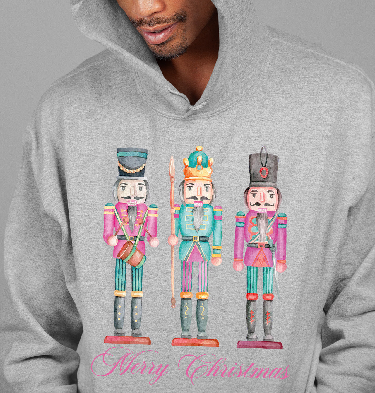 Merry Christmas Statues - Handcrafted Resin Figures for Holiday Collectibles and Display Hoodie