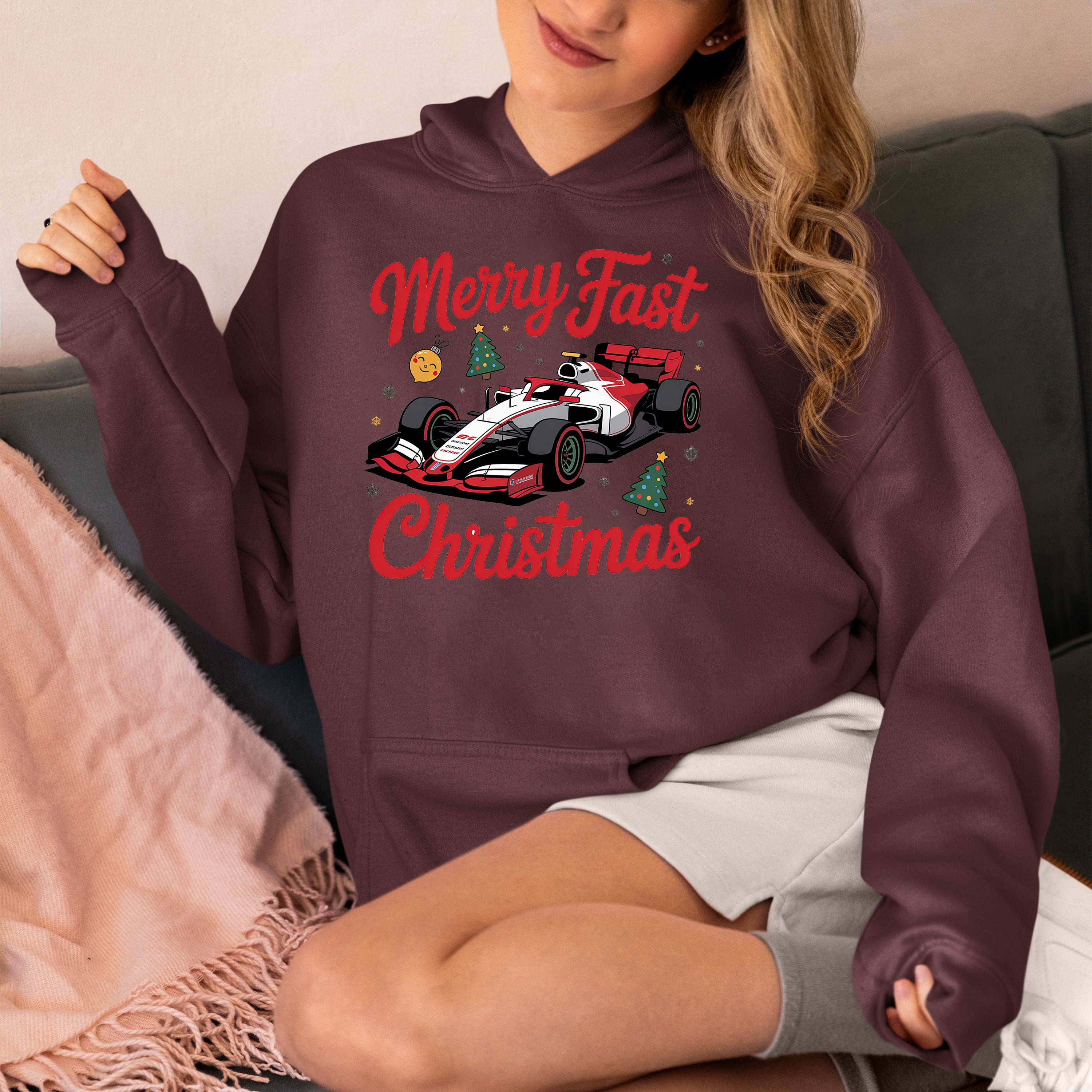 Merry Fast Christmas - Festive Holiday Theme for Winter Wear, Cozy Red & Green Vibes, Seasonal Gift Idea Hoodie