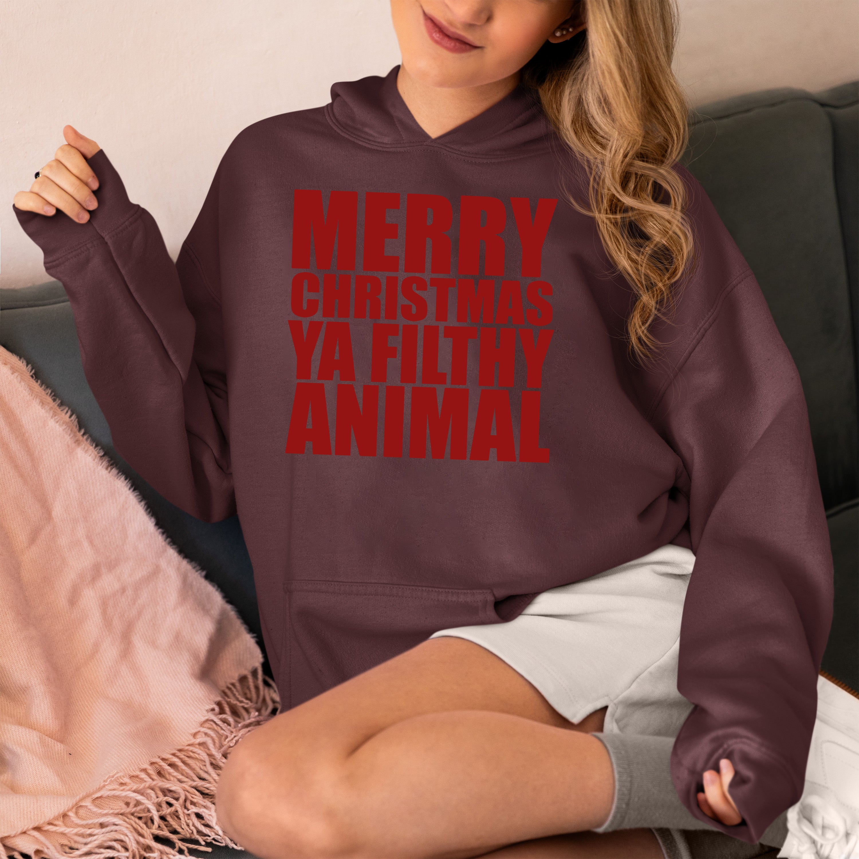 Merry Christmas Ya Filthy Animals - Humorous Holiday Movie Quote Gift Idea, Classic Christmas Laugh Hoodie