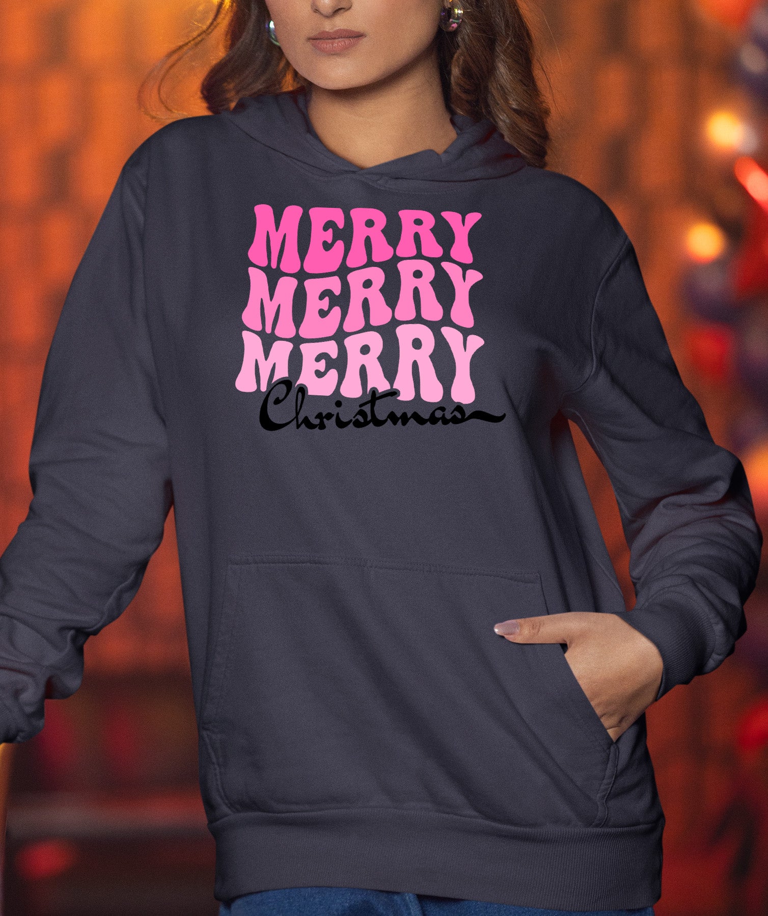Merry Merry Merry Christmas - Handmade Keepsake Gift for Cozy Festive Cheer Hoodie