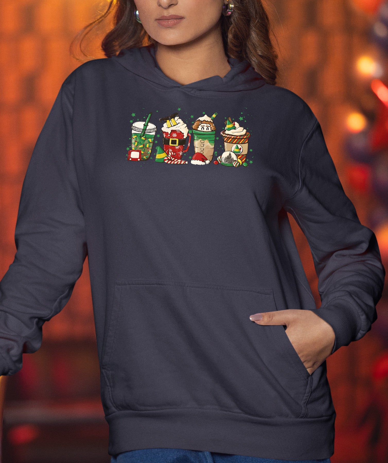 Milkshake Christmas Scene Festive Holiday Flavor Mood for Seasonal Cheer and Warm Winter Moments Hoodie