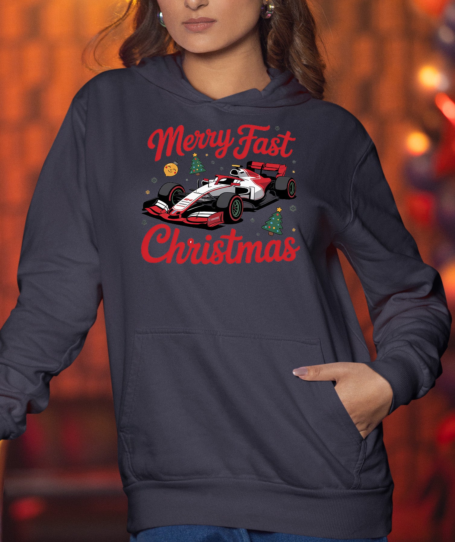 Merry Fast Christmas - Festive Holiday Theme for Winter Wear, Cozy Red & Green Vibes, Seasonal Gift Idea Hoodie