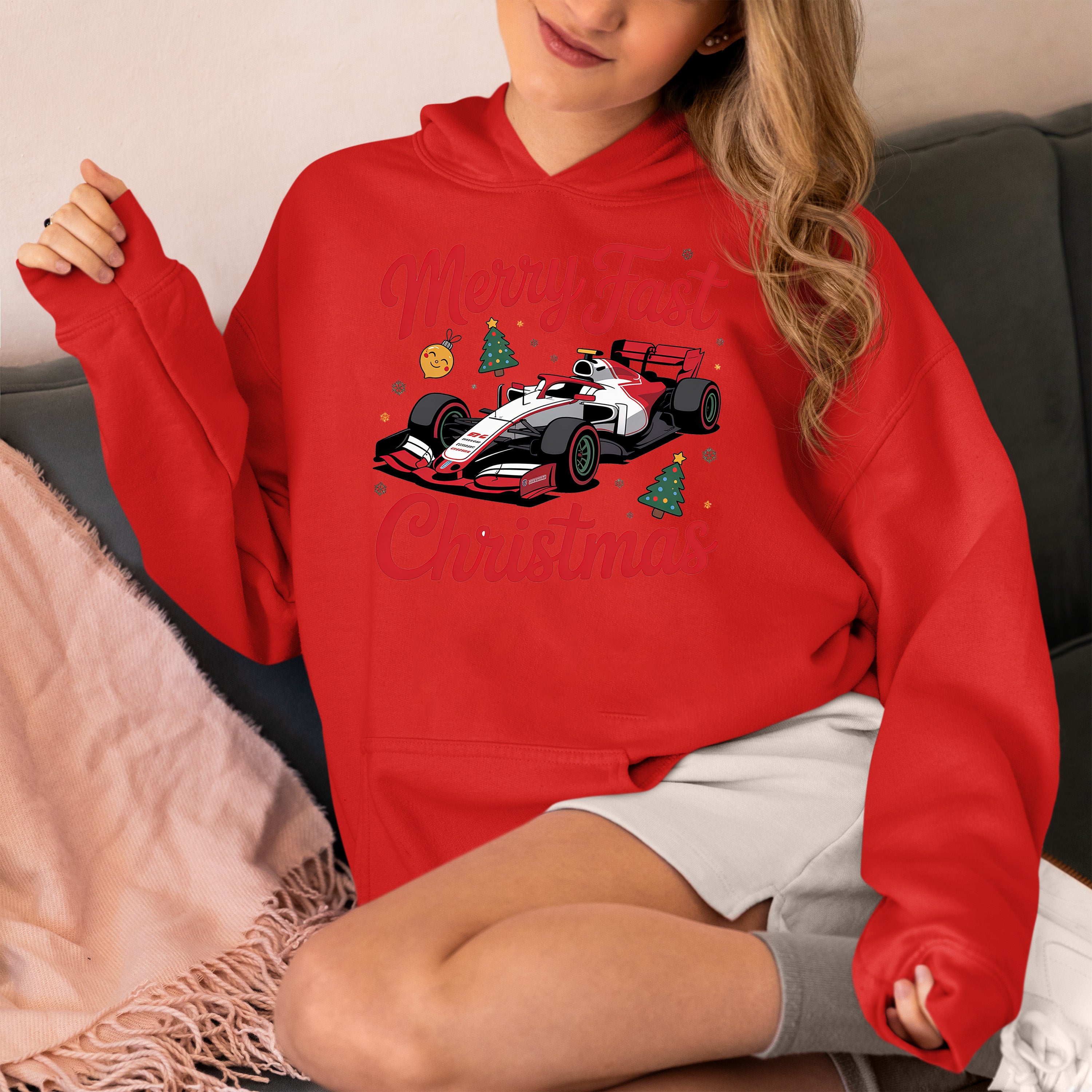 Merry Fast Christmas - Festive Holiday Theme for Winter Wear, Cozy Red & Green Vibes, Seasonal Gift Idea Hoodie