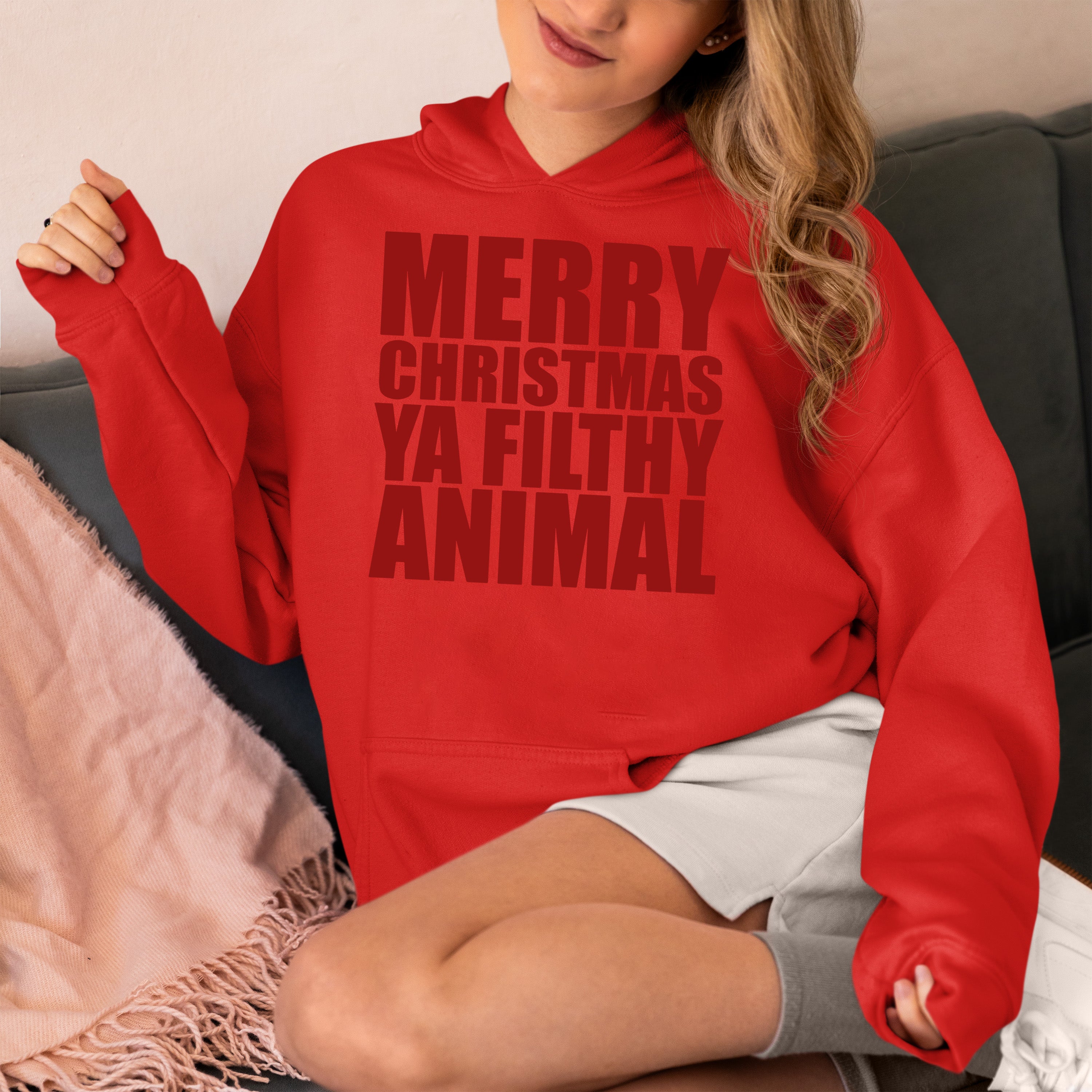 Merry Christmas Ya Filthy Animals - Humorous Holiday Movie Quote Gift Idea, Classic Christmas Laugh Hoodie