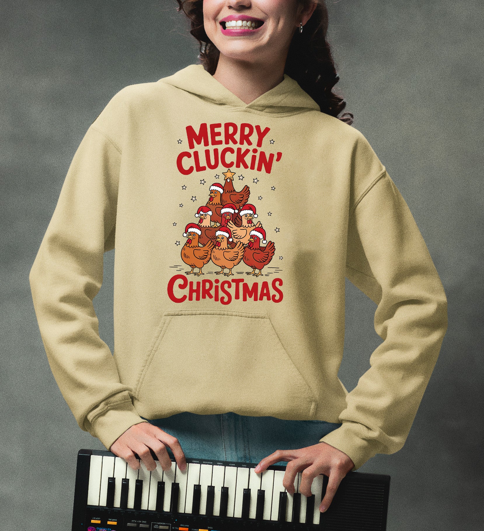 Merry Cluckin Christmas - Funny Chicken Holiday Gift for Bird Lovers - Festive Seasonal Humor & Cute Poultry Theme Hoodie