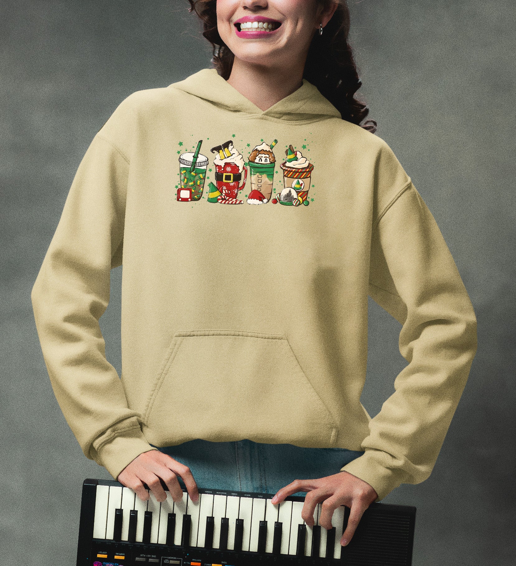 Milkshake Christmas Scene Festive Holiday Flavor Mood for Seasonal Cheer and Warm Winter Moments Hoodie