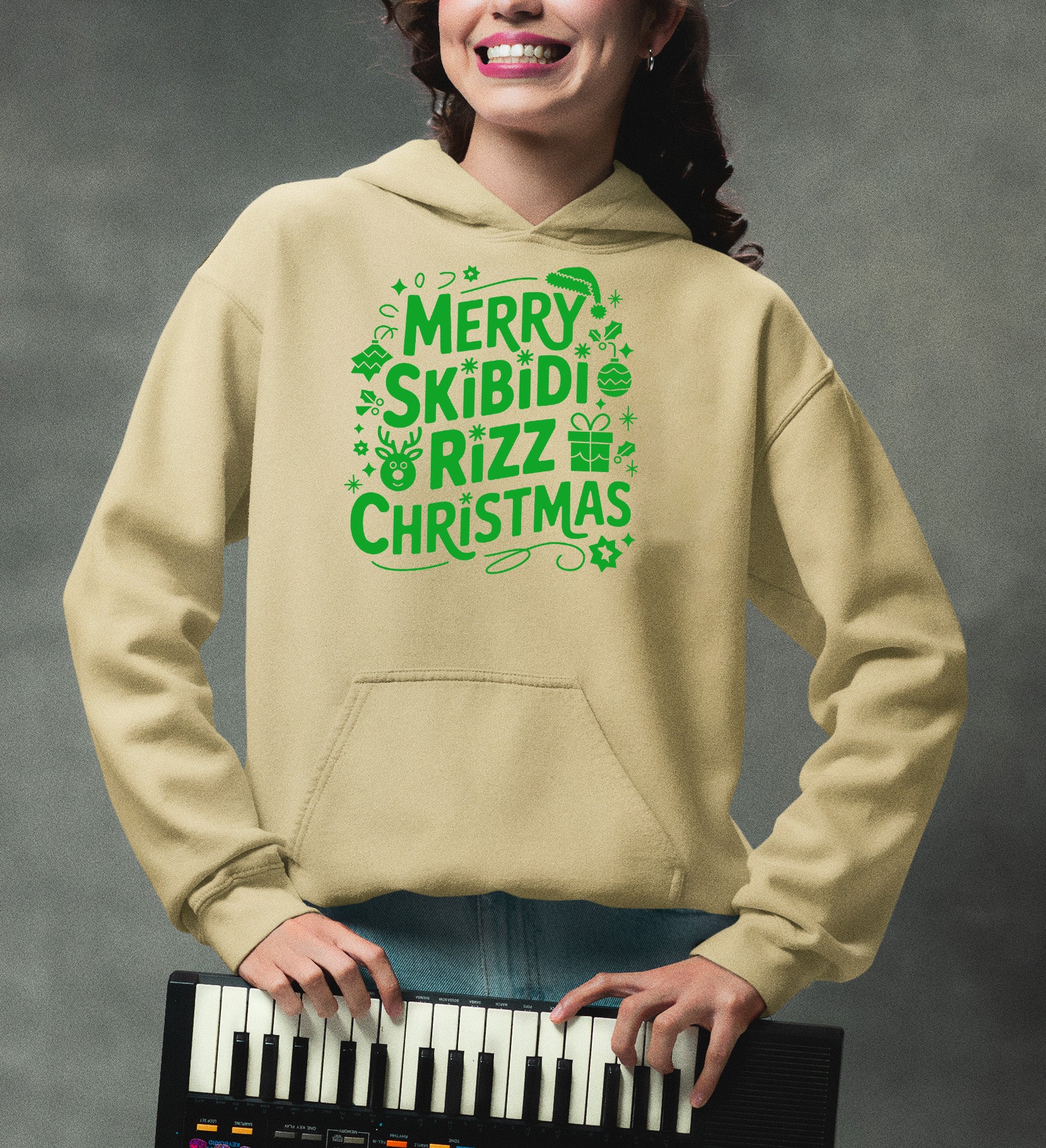 Merry Skibidi Rizz Christmas, festive holiday vibes for gifts and celebrations, cozy winter cheer Hoodie