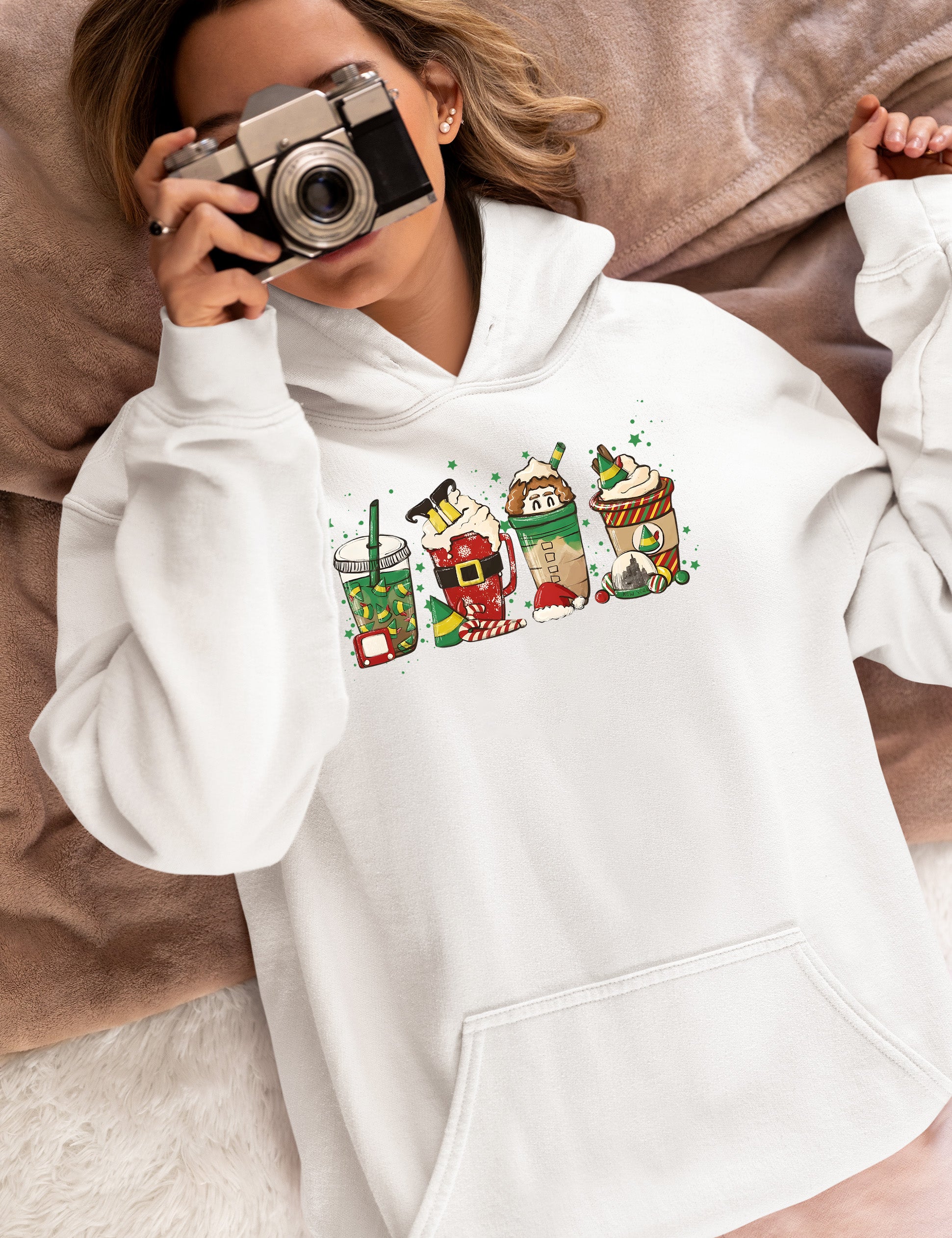 Milkshake Christmas Scene Festive Holiday Flavor Mood for Seasonal Cheer and Warm Winter Moments Hoodie