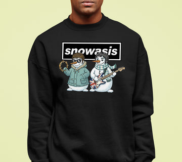 Snowasis Snowmen Guitar Christmas Keepsake - Handmade Whimsical Holiday Sculpture Gift Idea Sweatshirt