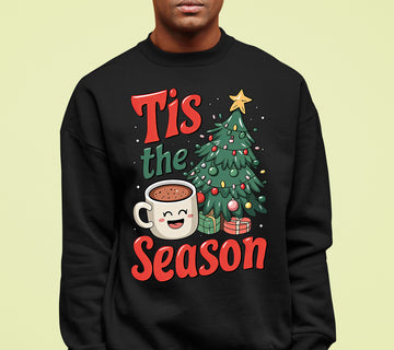 Tis the Season - Merry Christmas Village Scene - Cozy Winter Charm for Collectors, Handmade Gift for Holidays Sweatshirt
