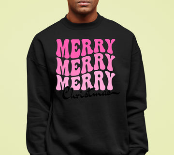 Merry Merry Merry Christmas - Handmade Keepsake Gift for Cozy Festive Cheer Sweatshirt