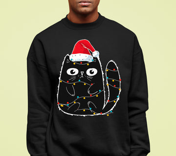 Cute Cat in Santa Hat - Christmas Feline Themed Gift for Holidays Sweatshirt