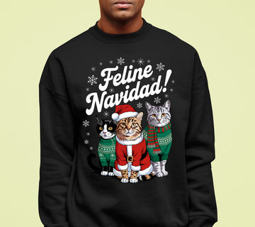 Cat Snowflakes Christmas Theme - Festive Holiday Cat Artwork for Season Sweatshirt