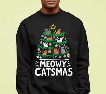 Meowy Catmas Tree - Festive Christmas Gift for Cat Lovers, Holiday Keepsake Sweatshirt