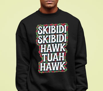Christmas Skibidi Skibidi Hawk Tuah Hawk Art - Festive Holiday Scene for Gifts, Unique Cheer, Seasonal Pixel Masterpiece Sweatshirt