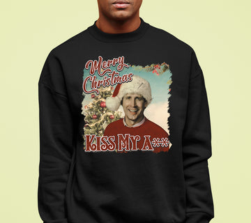 Merry Christmas Kiss My A** - Funny Xmas Phrase, Holiday Snark, Gag Gift, Seasonal Humor Keepsake Sweatshirt