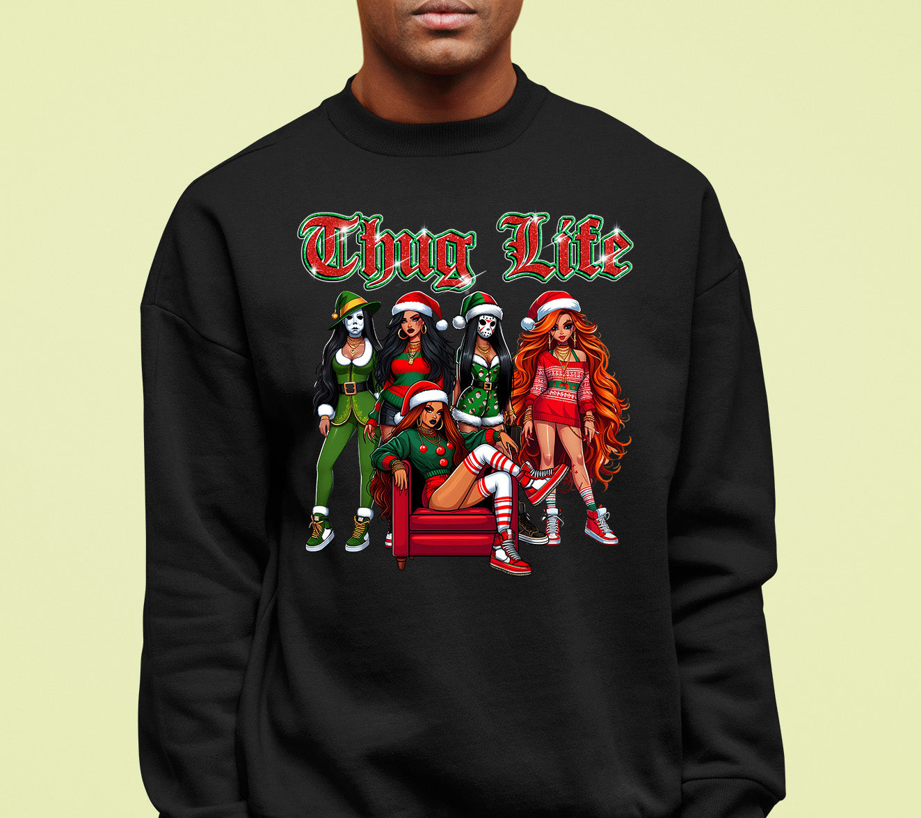 Power Girl Thug Life Christmas Theme - Holiday Hero Glam Gift Idea for Anime Fans Sweatshirt