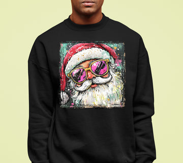 Cool Santa Christmas Art, Whimsical Santa Claus for Holiday Gift Ideas, Festive Collector Piece, Handmade Holiday Joy Sweatshirt