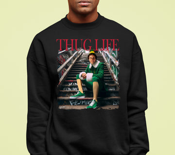 Thug Life Elf on the Streets | Christmas Humor, Naughty Elf Vibe, Festive Season Style, Holiday Laughs Gift Idea Sweatshirt