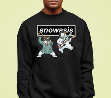 Christmas Snowasis rocking on a snowy hillside, cozy festive scene for holidays, Snowasis rocking on Sweatshirt