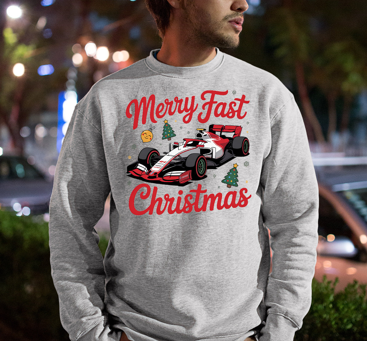 Merry Fast Christmas - Festive Holiday Theme for Winter Wear, Cozy Red & Green Vibes, Seasonal Gift Idea Sweatshirt