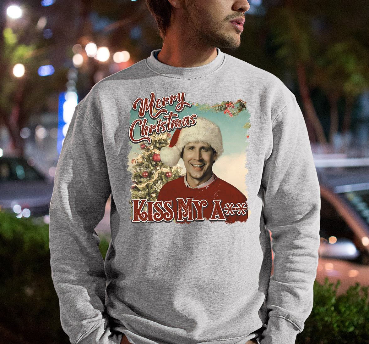 Merry Christmas Kiss My A** - Funny Xmas Phrase, Holiday Snark, Gag Gift, Seasonal Humor Keepsake Sweatshirt
