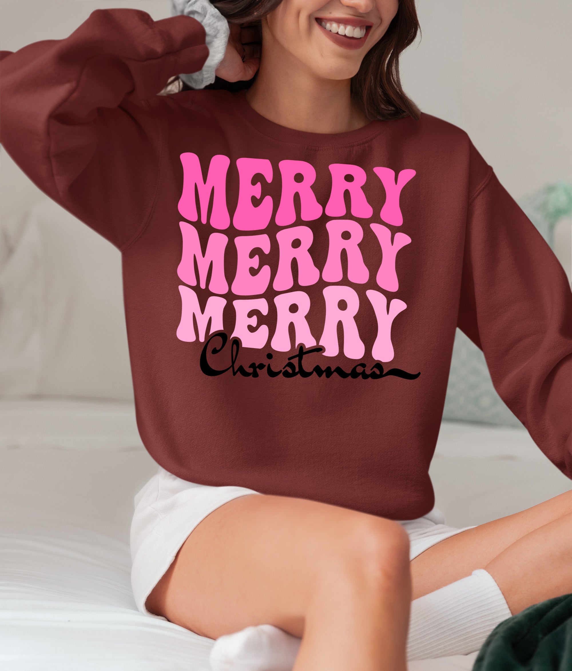 Merry Merry Merry Christmas - Handmade Keepsake Gift for Cozy Festive Cheer Sweatshirt