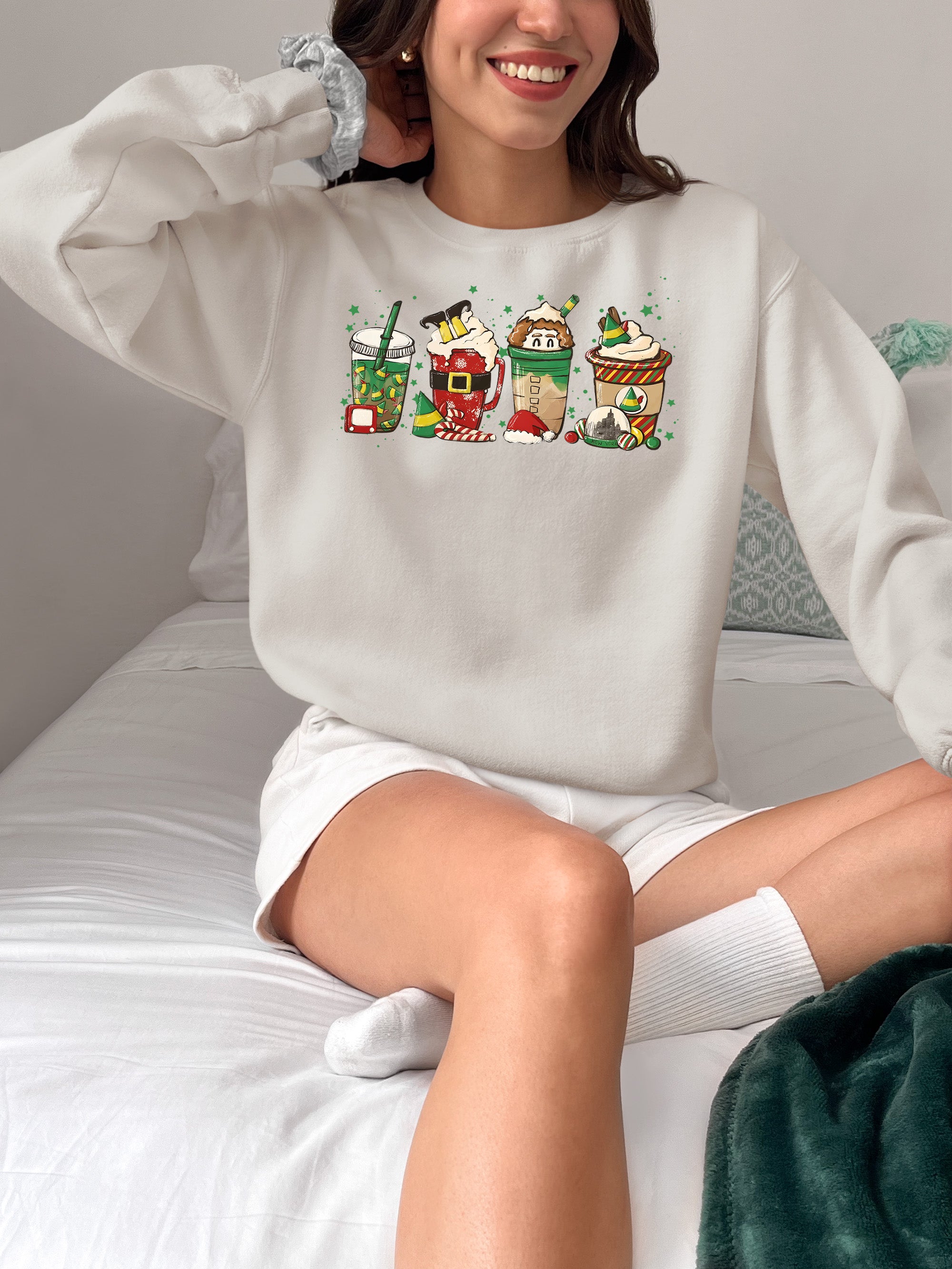 Milkshake Christmas Scene Festive Holiday Flavor Mood for Seasonal Cheer and Warm Winter Moments Sweatshirt