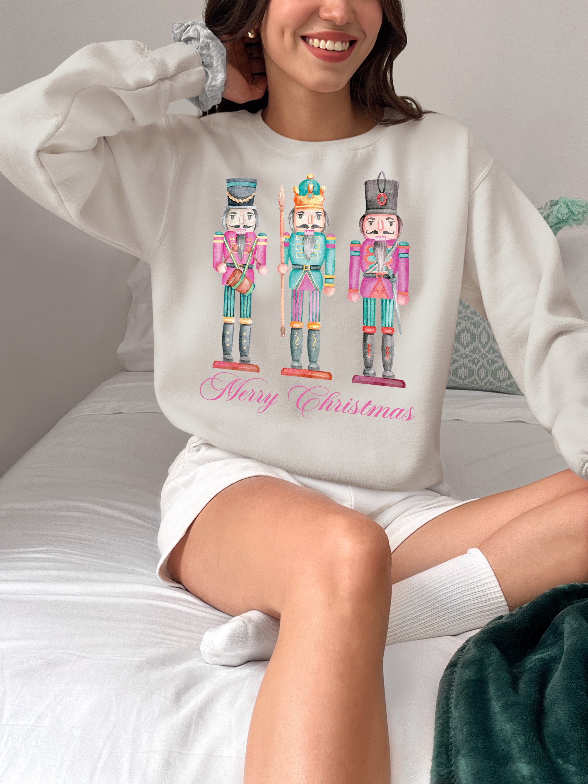 Merry Christmas Statues - Handcrafted Resin Figures for Holiday Collectibles and Display Sweatshirt
