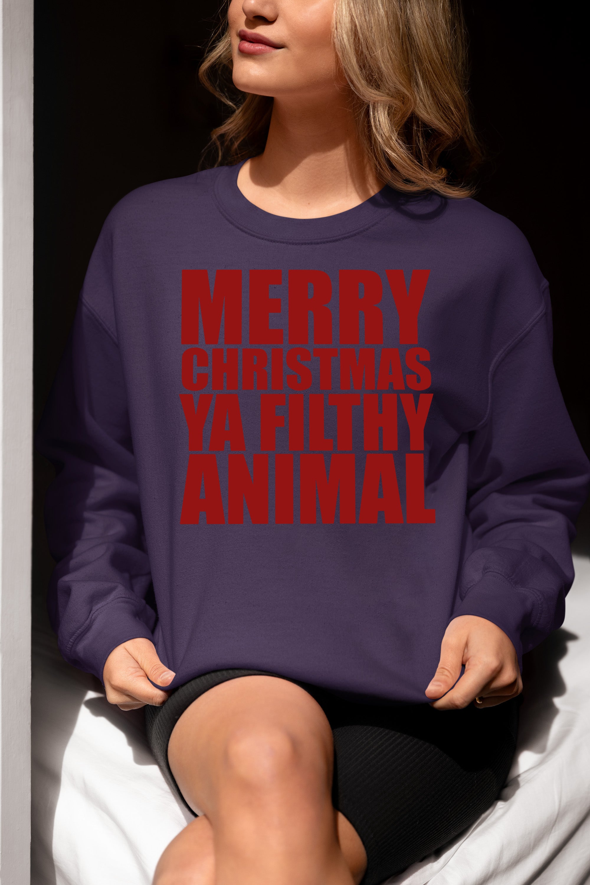 Merry Christmas Ya Filthy Animals - Humorous Holiday Movie Quote Gift Idea, Classic Christmas Laugh Sweatshirt