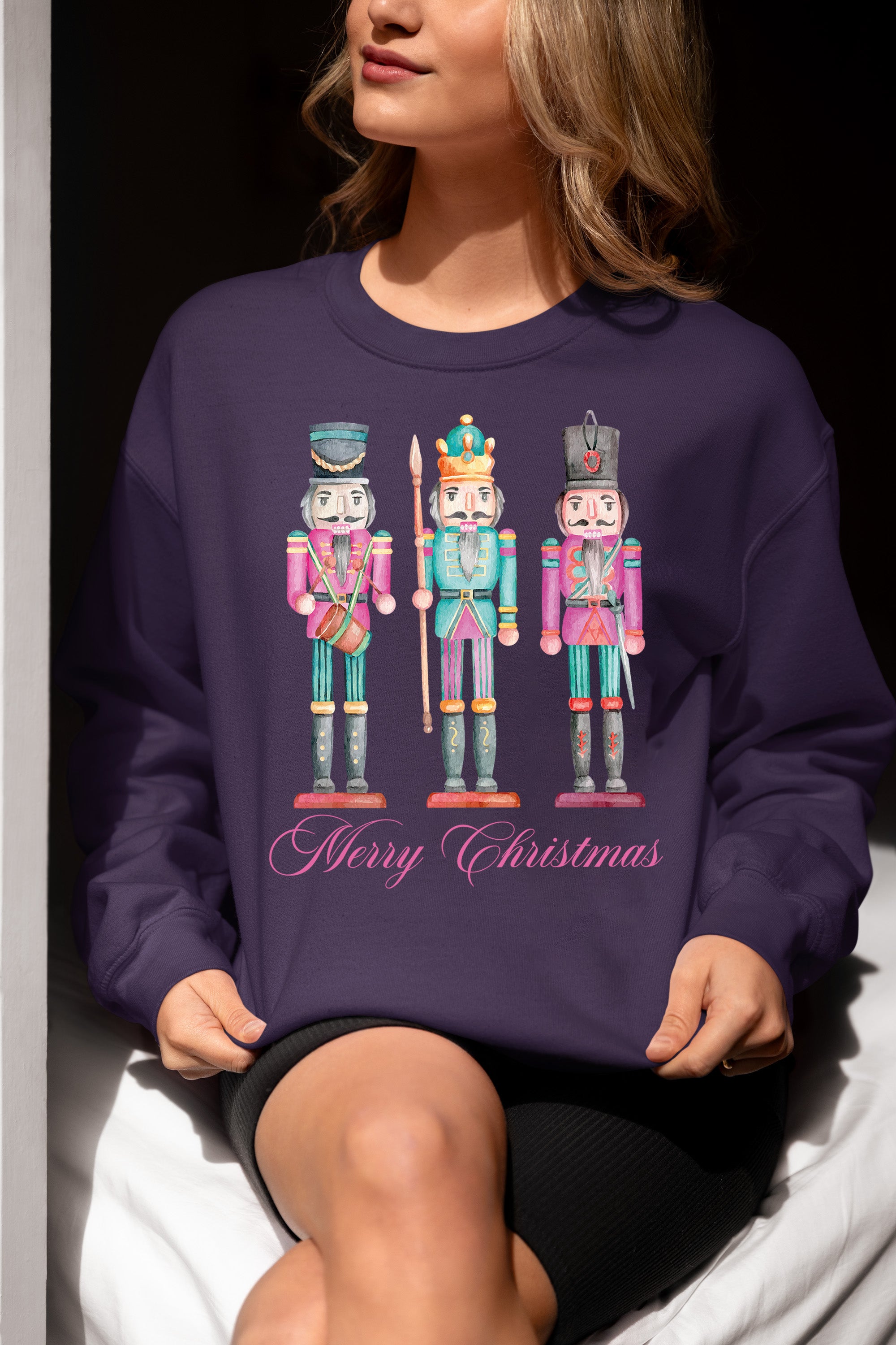 Merry Christmas Statues - Handcrafted Resin Figures for Holiday Collectibles and Display Sweatshirt