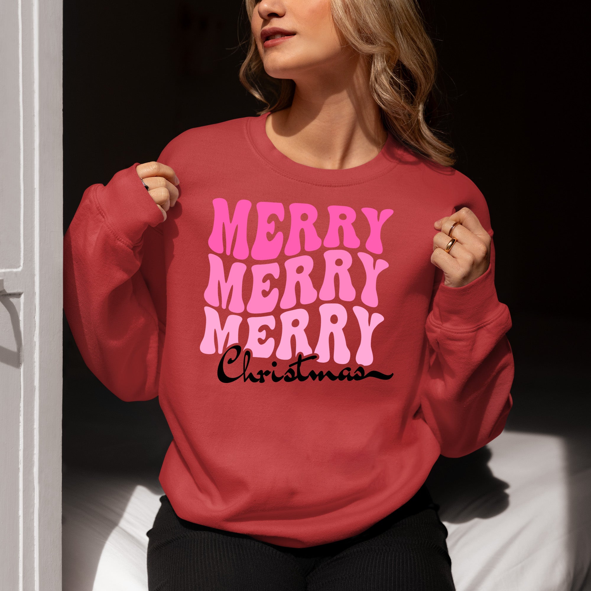 Merry Merry Merry Christmas - Handmade Keepsake Gift for Cozy Festive Cheer Sweatshirt