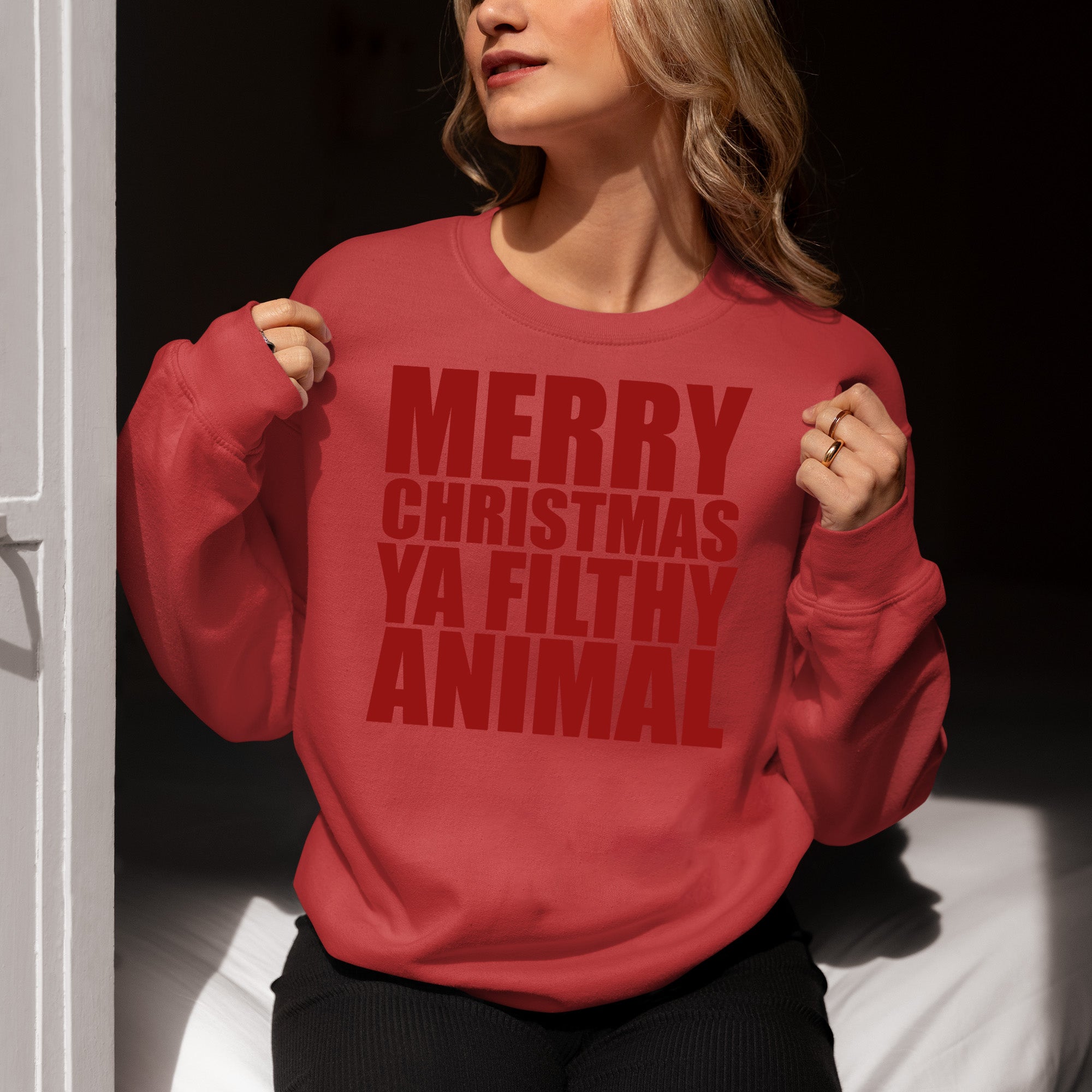 Merry Christmas Ya Filthy Animals - Humorous Holiday Movie Quote Gift Idea, Classic Christmas Laugh Sweatshirt