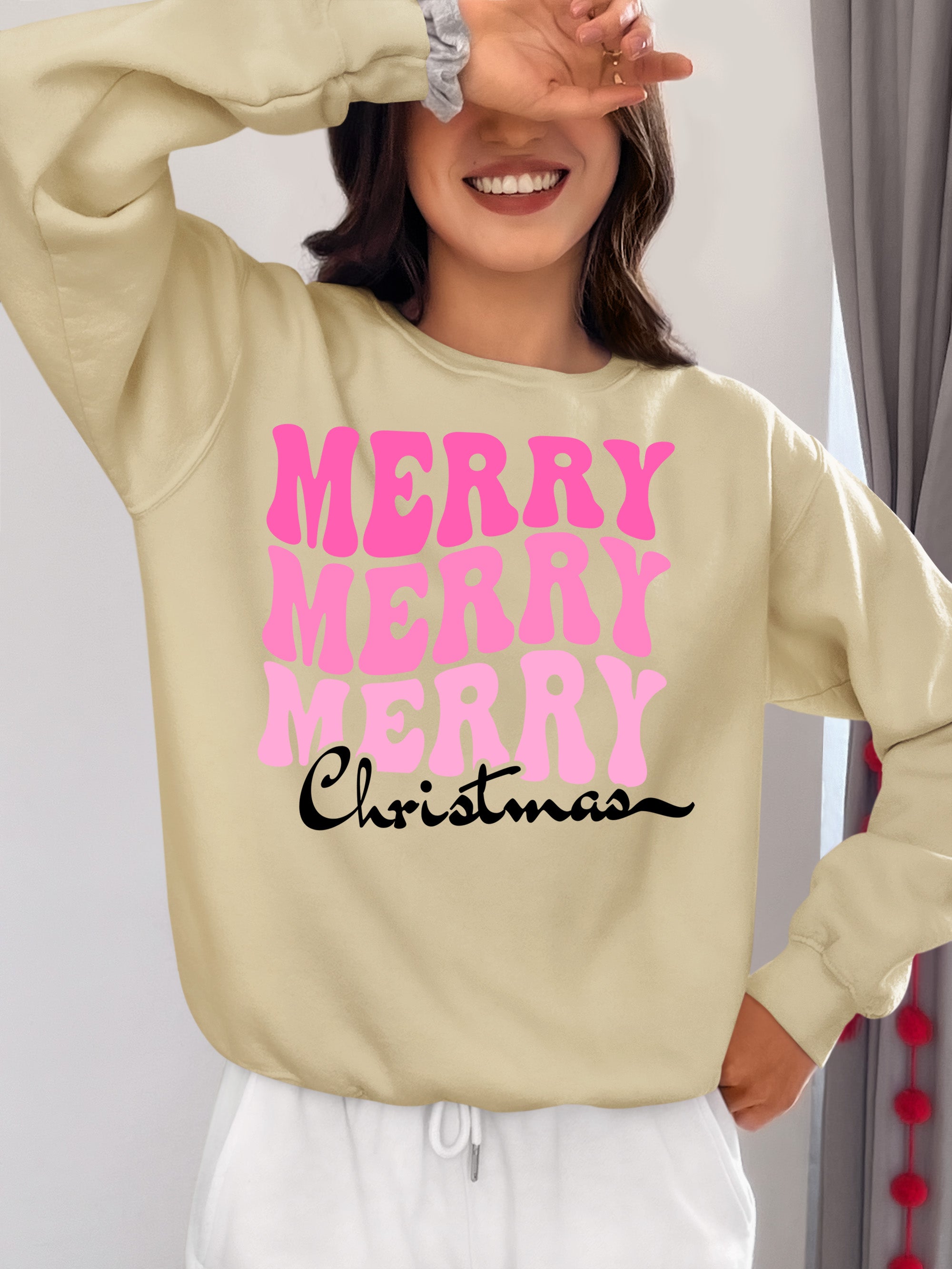 Merry Merry Merry Christmas - Handmade Keepsake Gift for Cozy Festive Cheer Sweatshirt