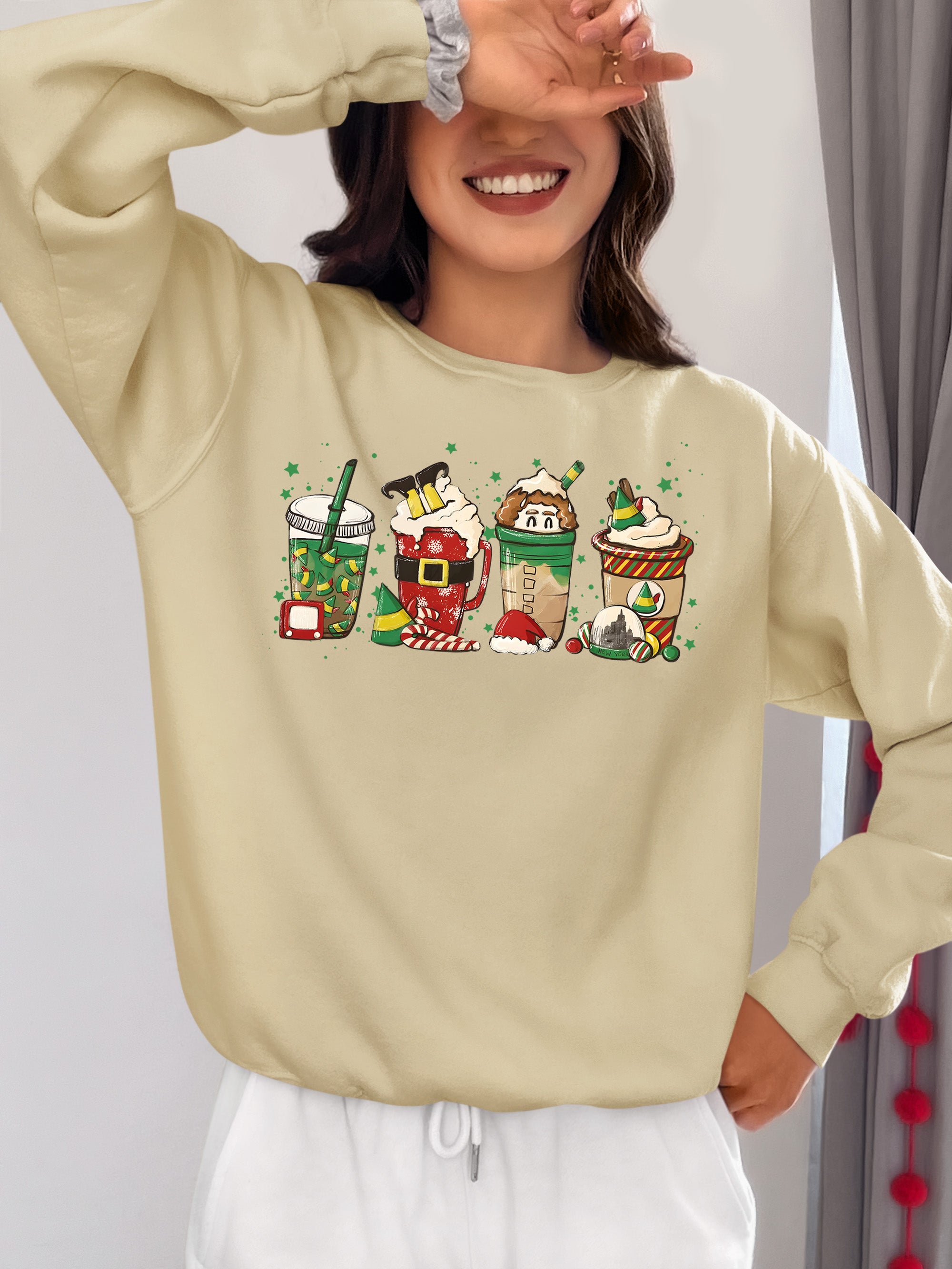 Milkshake Christmas Scene Festive Holiday Flavor Mood for Seasonal Cheer and Warm Winter Moments Sweatshirt